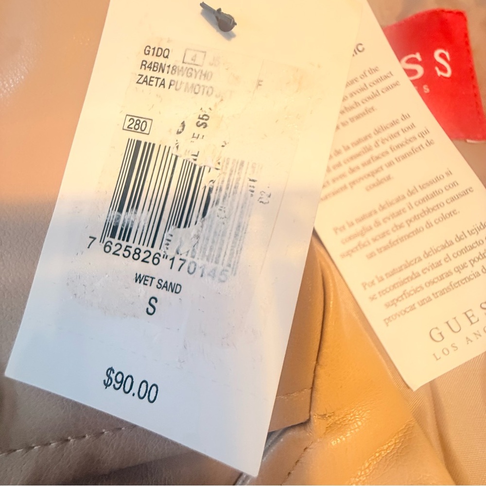 NWT Guess Camel Vegan Leather Jacket for Women Size Small - Picture 5 of 8